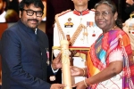 Chiranjeevi, Chiranjeevi Padma Vibhushan pictures, chiranjeevi receives padma vibhushan, Upasana konidela