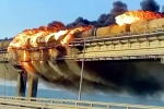 Crimea bridge damage, Crimea bridge fire, huge explosion on crimea bridge that connects russia, Fire accident