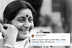 susha swaraj for Indians stranded abroad, susha swaraj for Indians stranded abroad, these tweets by sushma swaraj prove she was a rockstar and also mother to indians stranded abroad, Newyork